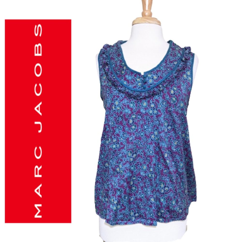 MARC by MARC JACOBS Sleeveless Floral Print Top with Ruffled Edge